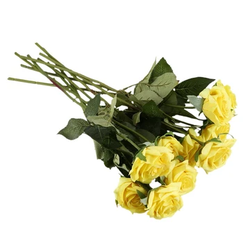 20 Vnt Latekso Susisiekti Rose Dekoro Dirbtinės Gėlės Šilko Gėlės, Gėlių Vestuvių Puokštė(Citrinos Geltona ir Rožinė ir Balta)