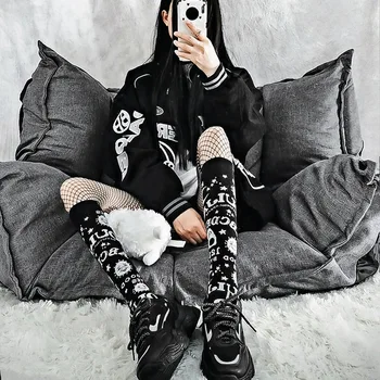 Harajuku Tamsiai Magija Star Mėnulis Kelio Kojinės Moterims Mergina Gothic Punk Streetwear Mall Goth JK Mokyklos Atsitiktinis Retro Ouija Lenta Ilgai