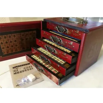 Nešiojamų Retro Mahjong 144 Plytelės Mah-Jong Nustatyti Odos stalčių Lauke puikus