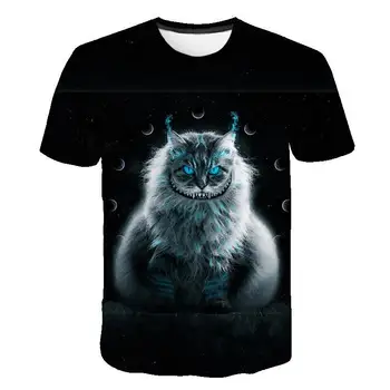 3D Katė Atspausdinta Marškinėliai Vyrams/Moterims Vasaros Juokinga trumpomis Rankovėmis Viršūnes Atsitiktinis O-Kaklo Gyvūnų Marškinėliai, Cat Streetwear Marškinėlius