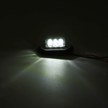 2vnt 6 LED Automobilių Licenciją Plokštelės Šviesos 12V 24V Vandeniui Baltas Signalas Liekamosios Šviesos Lempos Valtis Sunkvežimių Priekabos VISUREIGIS Van Karavanas