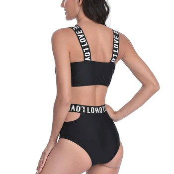 S-XL Juoda Bikini High Waisted Plaukimo Kostiumai Paplūdimio Tvarstis Biquini Dviejų dalių Push Up Moterų maudymosi Kostiumėliai 2021