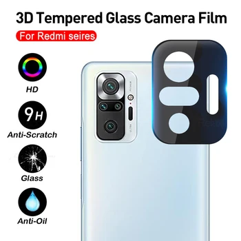 1-2vnt 3D Juoda Objektyvo Kamera Raštas Stiklo Redmi 10 Pastaba Pro Max 10s fotoaparato objektyvo apsauginis stiklas Redmi K40 Pro Plus