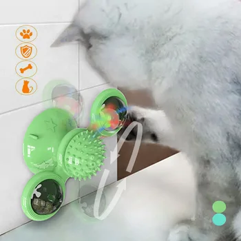 Katė vėjo malūnas Žaislai Juokinga Masažas Pasukti Kačių Žaislai Su Katžolių LED Kamuolys Dantų Valymo Mokymas, Interaktyvių mokomųjų Žaislų Katė