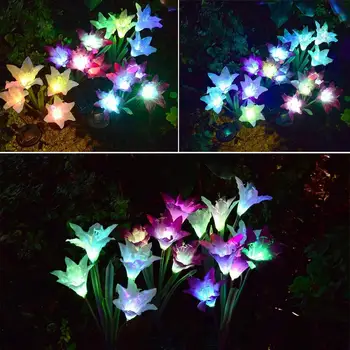 Saulės Gėlių, Šviesos, lauke, saulės powered garden light RGB Spalvų Lily Vandeniui Dekoratyvinės Lempos Vejai, Sodo Kieme Kraštovaizdžio Šviesos