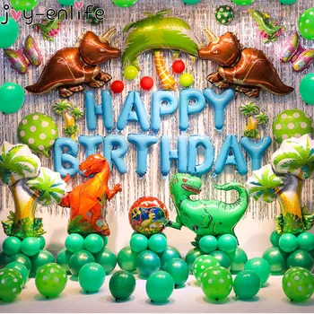 Dinozaurų Šalis Papuošalai 1-asis Gimtadienis Dinour Stalo įrankiai Rinkinys Happy Birthday Party Apdailos Vaikams Berniuką Džiunglėse-Laukinių Šalis, deco