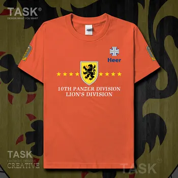Vokietijos pajėgos DEU 10-osios Šarvuočių Divizijos mens Karinio šalies drabužius trumpomis rankovėmis t-shirt newTops medvilnės atsitiktinis Mados vasaros