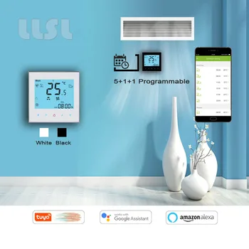 Tuya wifi termostatas 0-10V rutuliojosi gerbėjas NO NC vožtuvas šildymo arba aušinimo darbai su Alexa 