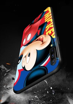 Mickey mouse animacinių filmų Samsung Galaxy A90 A80 A70 A50 A60 A40 A20 A2Core A10 M31 M21 M60 M40 M30 Juoda Telefono dėklas