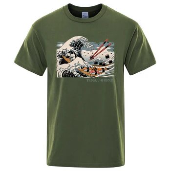 Derliaus Japan Ukiyo-E Banga Marškinėliai Vyrams Trumpomis Rankovėmis O-Kaklo T-Shirt Cool Vasaros Medvilnės Aukštos Kokybės Harajuku Viršuje Tees