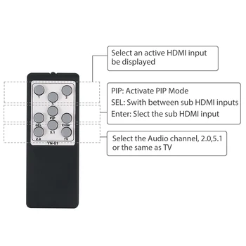 Neoteck 3x1 HDMI Suderinamus Jungiklis su Audio Extractor Paramos PIP 1080p 3D Optinė Toslink Garso Išvestis SPDIF
