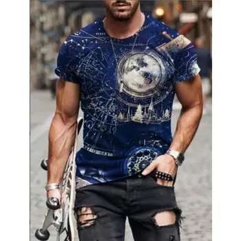 Negabaritinių marškinėliai vyriški atsitiktinis O-kaklo trumparankoviai retro mados paprastas atspausdintas prarasti viršuje 2021 karšto stilius