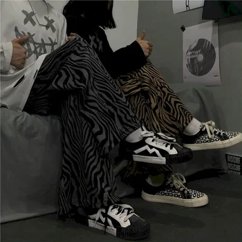 2021 m. pavasarį, rudenį, hip-hop, gatvės tamsus zebras modelio atsitiktinis kelnės plačios-kojų kelnės vyrams, moterims, tiesios kojos kelnės hipster