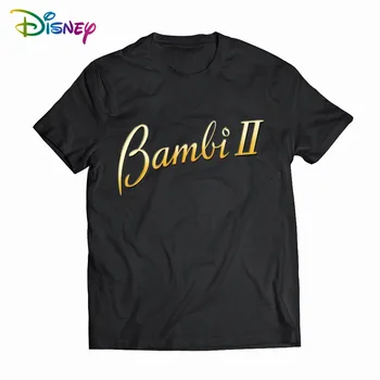 Disney Mielas Porų Unisex Moterys T-shirt Mielas Gelsvai Bambi Animacinių filmų Laiškas Spausdinti Medvilnė Tee Trumpas Rankovės Viršuje, 9 Spalva