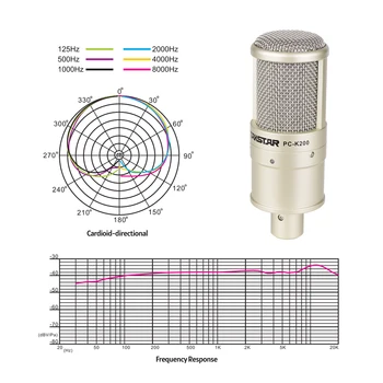 TAKSTAR PC-K200 Cardioid-directional Kondensatoriaus Įrašymas Mikrofonas Metalinės Konstrukcijos Plataus Dažnio Atsakas Shock Mount