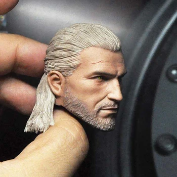 1/6 masto baltas vilkas Geralt galvos skulptūra modelis-12 colių veiksmų skaičius, kūno