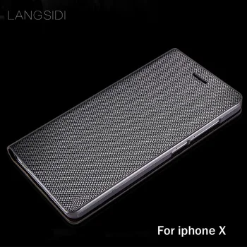 Natūralios Odos telefonas flip case For iPhone 11 pro X XR XS MAX 360 Visas silikono apsaugos Fundas iphone 12 pro max 12 mini