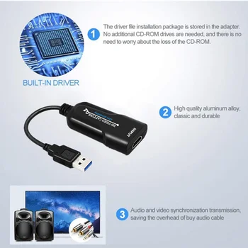 WVVMVV USB 3.0 HDMI suderinamus Vaizdo įrašymo Įrenginys HD USB Video Capture Card Grabber Diktofono PS4 DVD Kamera Live Stream