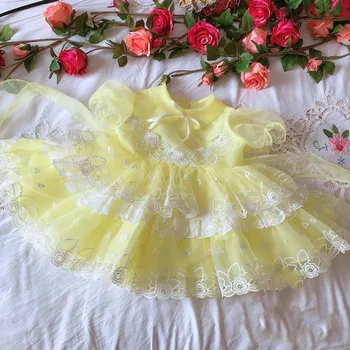Vasarą Ispanijos Lolita Princess Kamuolys Suknelė Nėrinių Akių Susiuvimo Trumpas Rankovės Derliaus Gimtadienio Velykų Eid Šalis Suknelė Mergaitėms A114
