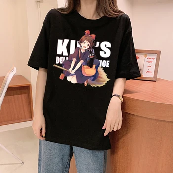 Japnanese anime T-Shirt Kiki ' s Delivery Service Animacinių filmų t - shirt Viršūnes Harajuku moteris tshirts plius dydžio marškinėlius kawaii drabužiai