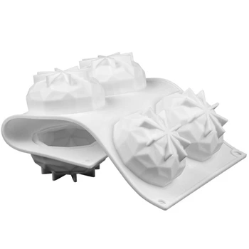 Naujas 3D Diamend Desertas Pelėsių Silikono Tortas Putėsiai Pelėsių, Maisto kokybės Silikono Formas Kepimui 6 Ertmės Tortas Pelėsių