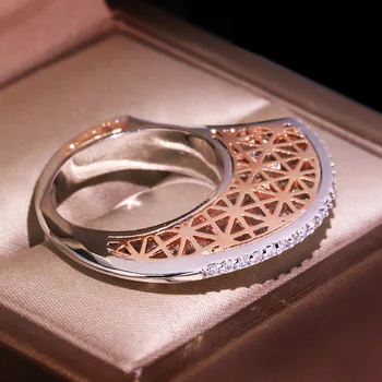Bohemija Vintage Papuošalai Prabanga Rose Aukso Spalvos Tuščiavidurio Mėnulio Formos Vestuvinį Žiedą Mados Vestuvės Žiedai Moterims Boho Stiliaus