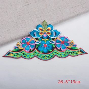 1pc Trikampis nacionalinės stiliaus gėlių Aplikacijos Drabužių, Siuvinėjimas Pleistrą medžiaginiu maišu Lipdukas Geležies Pleistrai Amatų Siuvimo Remontas