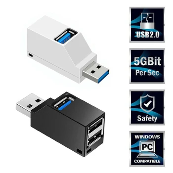 USB 5V Mini 2.0 HUB Adapteris Extender Mini Splitter, 3 Langelyje Uostų 480Mbps 