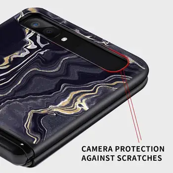 Prabangaus Marmuro PC Case for Samsung Z Apversti Kieto Plastiko Išmaniųjų Telefonų Maišelį Galaxy Z Apversti 5G Lankstymo Skaldymo Padengti Coque 