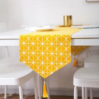 Prekės ženklo dizainas geltonos spalvos pledas, sumaišytus staltiesė modernus restoranas apdaila aukštos kokybės namų dekoro staltiesė kartotinės u
