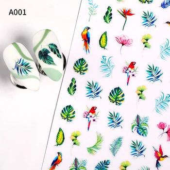 Harunouta 1pcs Vasaros Paprasta Žalia Tema 3D Lipdukai Lipdukas Gėlių Lapų Medis Sping Paukštis 