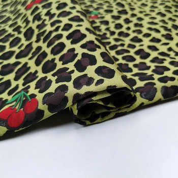 143 * 50cm Europos ir Amerikos Pavasarį Madinga Leopardas Spausdinti Vyšnių Žakardo Tekstūros Suknelė, Švarkelis Tiktų Mados Audinio