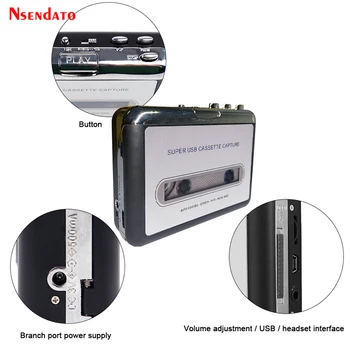 USB Kasečių Grotuvas Juosta į MP3 Converter Surinkimo Adapteris, Garso Muzikos Grotuvas Juosta USB Cassette Recorder & Player