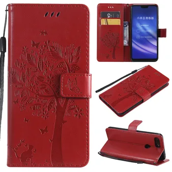 Medžio Katė Atveju, Huawei Mate 20X 20 X 10 Pro P9 Lite 2017 30 P20 Lite 2019 Piniginės Atveju Raudona Mėlyna Flip Cover DP06F