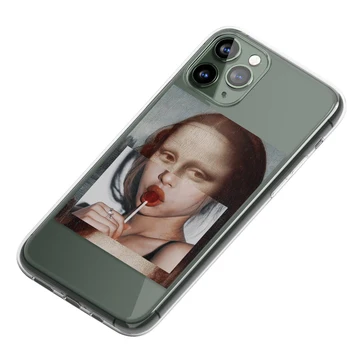 Retro mados Mona Lisa Etiketės Meno Telefono dėklas Skirtas iPhone 11 12 Pro XS Max XR X 6, 6S 7 8 Plius 5S SE 2020 Padengti Minkštos Silikono Coque