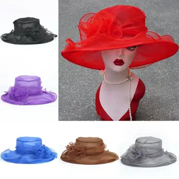 2019 Naujas Vasaros Skrybėlės Moterims Gėlių, Vestuvių Fedora Moterų Unformal Kentukis Derbis Plačios Skrybėlės Kraštų Sunhat Atsitiktinis Paplūdimio Saulės Kepurės
