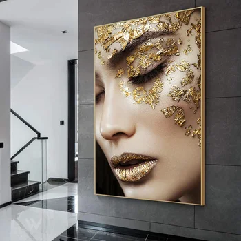 Šiuolaikinio Meno Drobė Plakatas Aukso Moteris Spausdinti Aliejaus Tapybai Cuadros Pav Sienos Nuotraukas, Skirtą Kambarį Namuose Apdaila