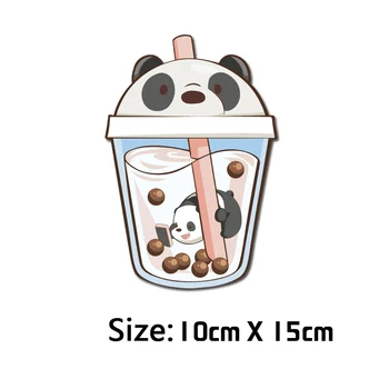 Animacinių filmų Geležies perdavimo vinyl geležies-perdavimo pieno arbata panda bear pleistras ženklelis aplikacijos lipdukai dėmės ant drabužių skalbti