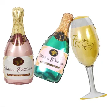 Šampano Butelis, Vyno Stiklo, Aliuminio Plėvelės Balionas, Gimtadienio, Vestuvių Dekoravimo Reikmenys ir jų Išdėstymas