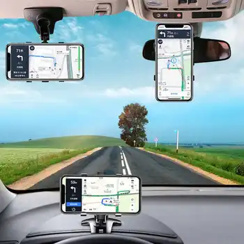 Universalus 360 Laipsnių Automobilinis Telefono Laikiklis, Montuojamas Prietaisų Skydelis Nuo Saulės Galinio Vaizdo Veidrodis Išmanųjį Telefoną Stovi Automobilio Bagažinę, Auto Mobili