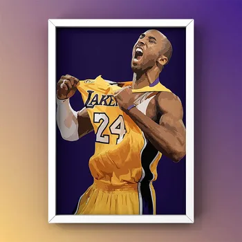 Kobe Bryant Akvarelės Meno Tapybos Drobės NBA Krepšinio Menas Sienos Plakatą ir Spausdinimo Sporto Gerbėjas, Dovana Berniukai Kambario Dekoro