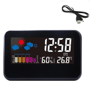 2618T Daugiafunkcinis Elektroninis Žadintuvas, Skaitmeninis LCD Laiko, Temperatūros, Drėgmės Ekranas Kalendoriaus Apšvietimas Stalo Laikrodis