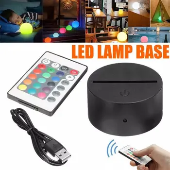 ABS Akrilo 3D LED Nakties Šviesos lempose Stovi Juodas Su Maitinimo Adapteris, USB Kabelis+Nuotolinio Valdymo Kalėdų, gimtadienio Dovana