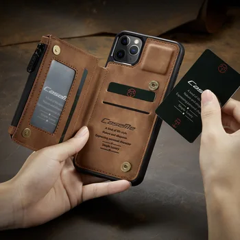 Telefono dėklas Skirtas iphone 12 Mini Pro 11 Max Xs xr se 2020 7 8 Plius Kabo coque kortelės turėtojas Odos Piniginės 