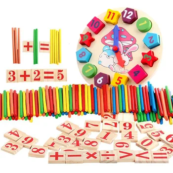 Spalvinga Bambuko Skaičiavimo Lazdelės Laikrodis Žaislas Matematikos Montessori Mokymo priemonių Skaičiavimo Lazdele, Vaikų Ikimokyklinio Matematikos Mokymosi Žaislas GYH