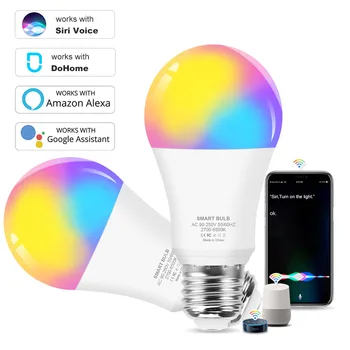 Wifi Smart Lemputės 12W E27 Led RGB Lempos Dirbti su Alexa/ 