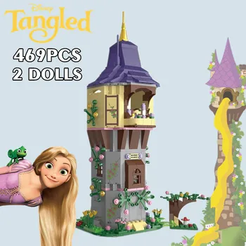 Naujas 469PCS Disney Princess Pilis Rapunzel Bokštą Susivėlęs Užšaldyti Elsa Modelis Draugais Pastato Blokus, Plytas Žaislas Dovana Vaikas Mergaitės