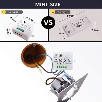 WIFI Mini jungiklis Tuya Smart Gyvenimą PROGRAMĄ paspauskite Mygtuką 