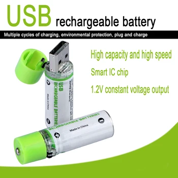 Daugkartinio įkrovimo Baterija Du už Vieną 1450 mAh NI-MH AA USB su LED Įkrovimo Indikatorius, Nuotolinio Valdymo Radijo Skustuvas