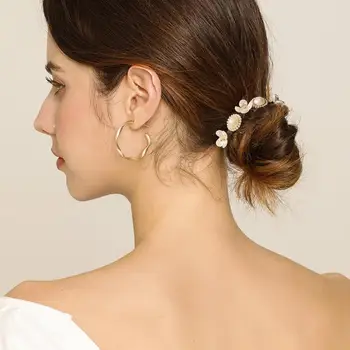 Tingus Gėlių Staigius Moterų Formos Pin Metalo Žiburių Įrašą Plaukų Segtukai Imituoti Perlas Vestuvių Tiara Plaukų Aksesuarai Vestuvių